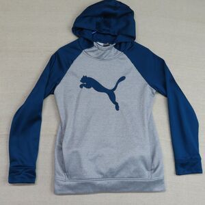 PUMA Pullover Hoodie Blue/Gray Girls Juniors XL Pockets Fleece Lined Hooded Logo